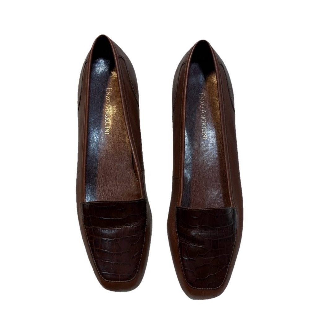 Enzo Angiolini Brown Leather Slip-On Loafers size 7M Gently used.